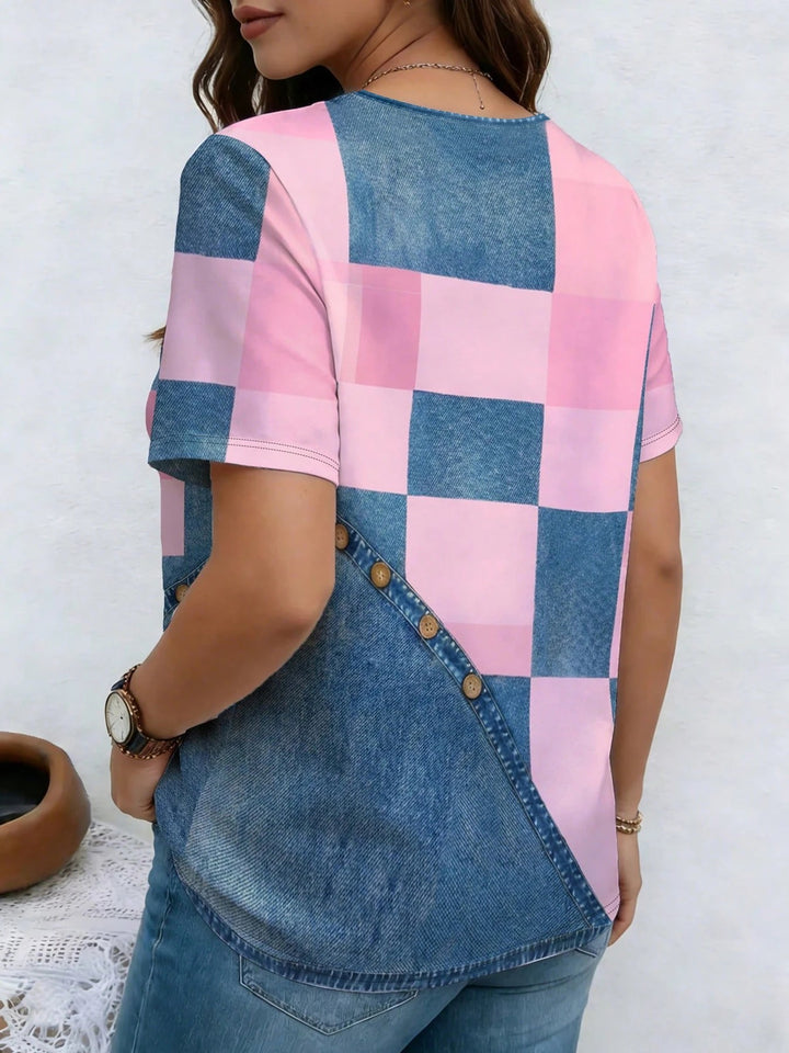Patchwork Denim-Print Tee