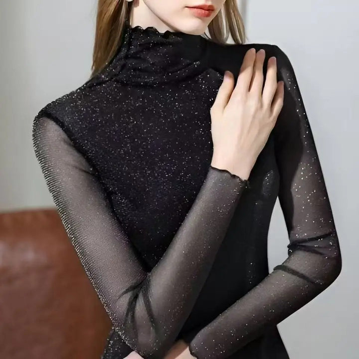 Stellina Sheer Turtleneck Top