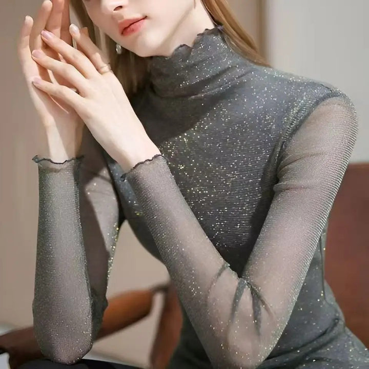 Stellina Sheer Turtleneck Top
