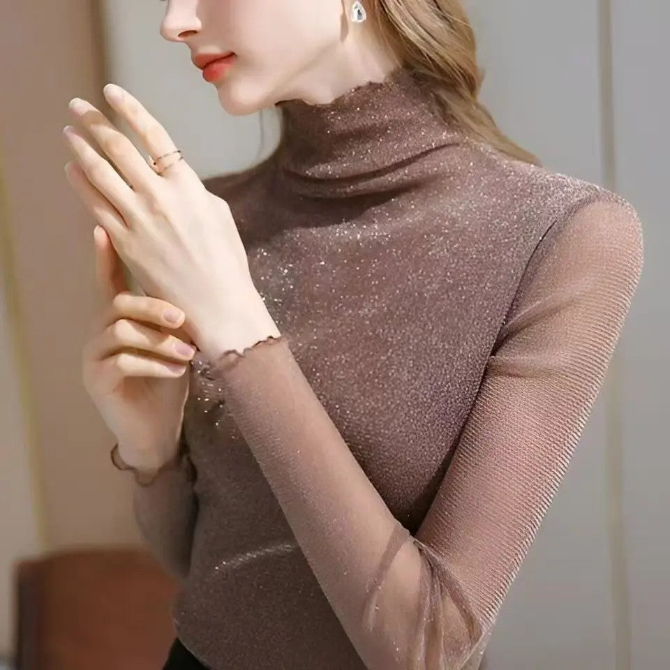 Stellina Sheer Turtleneck Top