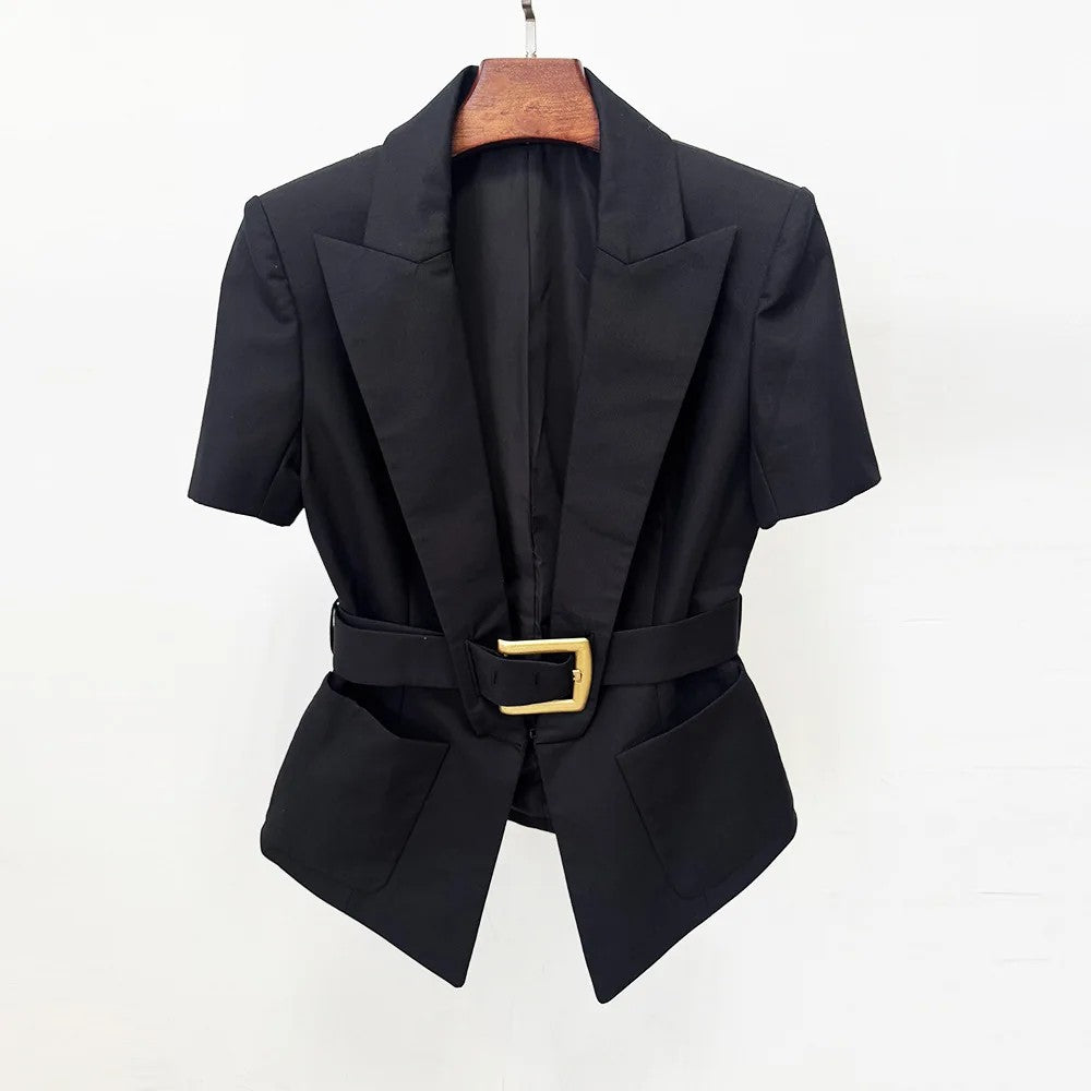 Cintura Belted Short-Sleeve Blazer