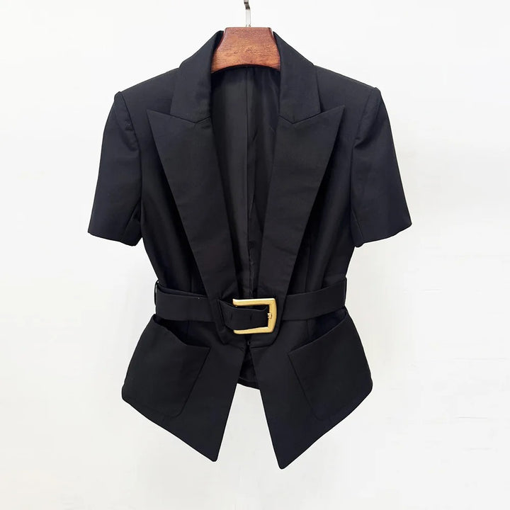 Cintura Belted Short-Sleeve Blazer