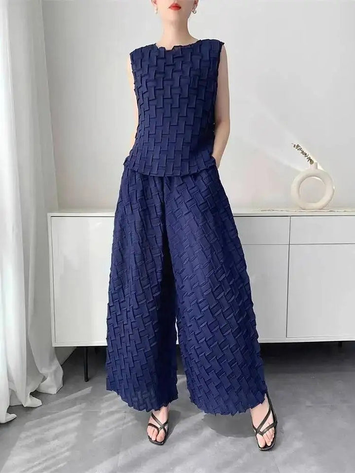 Basketry Pleated Two-Piece Set