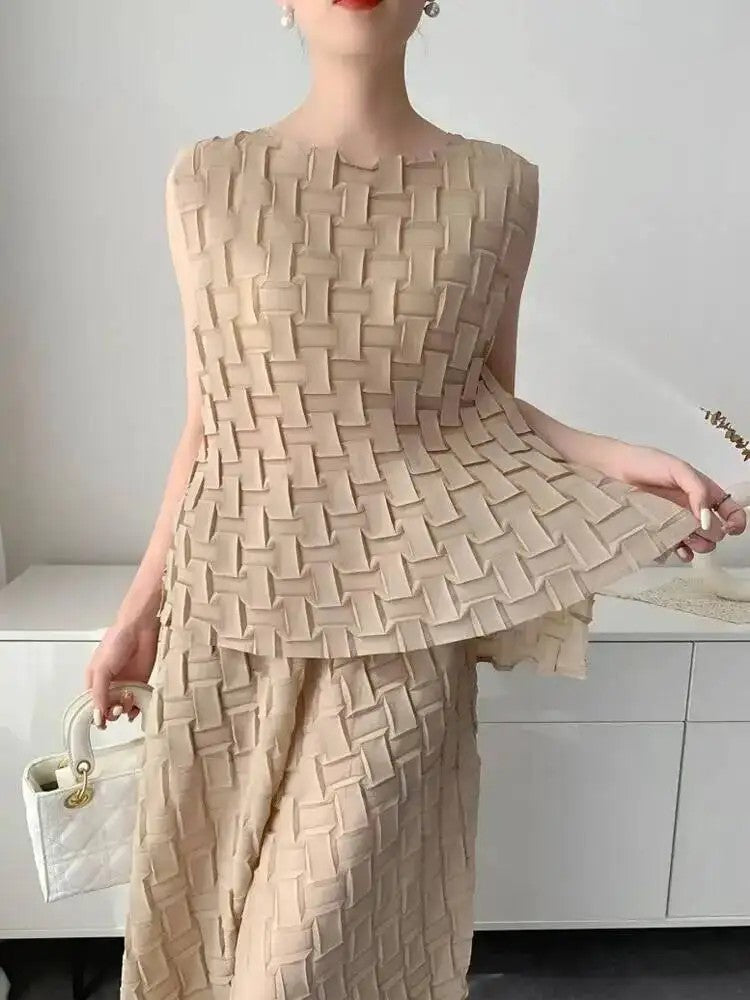 Basketry Pleated Two-Piece Set