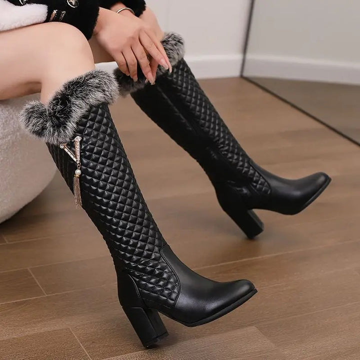 Alpina Fur-Cuff Knee Boots