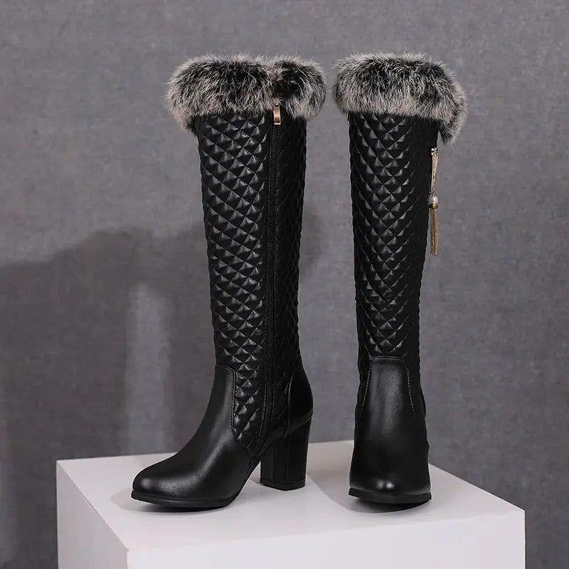 Alpina Fur-Cuff Knee Boots