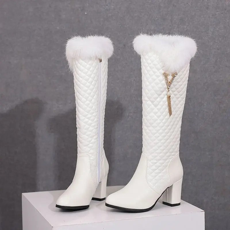Alpina Fur-Cuff Knee Boots