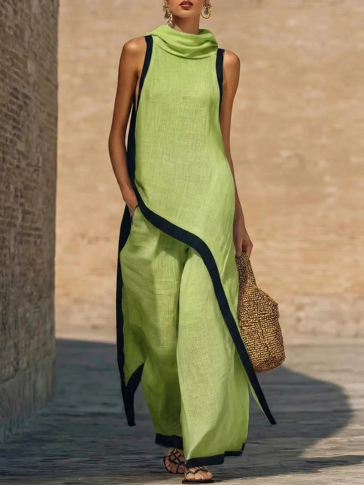 Sirocco Contrast-Trim Sleeveless Set