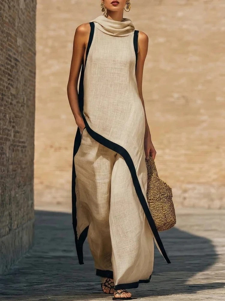 Sirocco Contrast-Trim Sleeveless Set