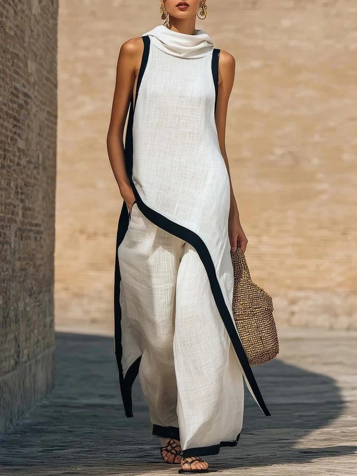 Sirocco Contrast-Trim Sleeveless Set