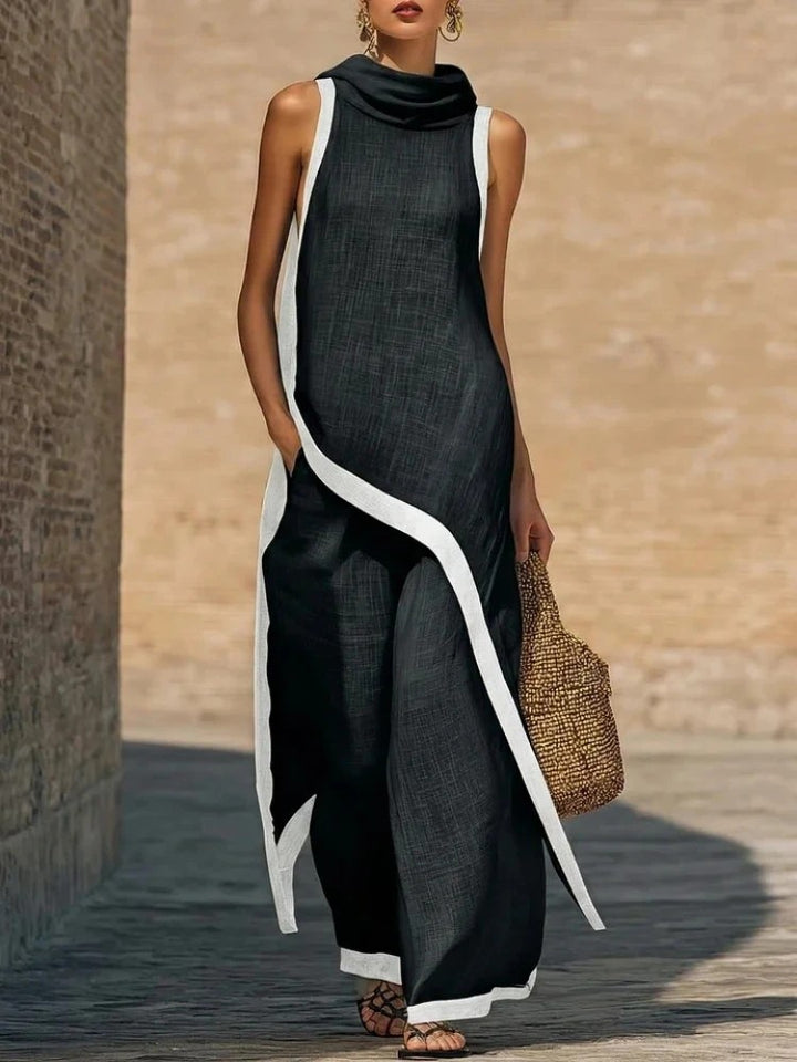 Sirocco Contrast-Trim Sleeveless Set