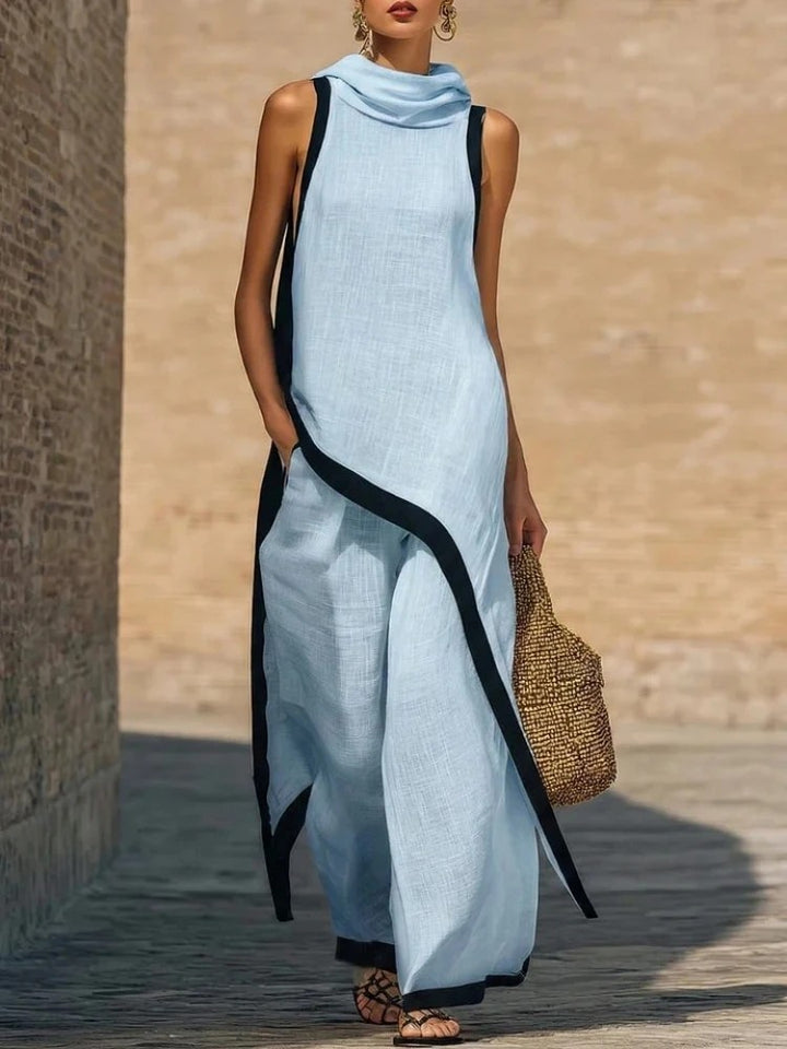 Sirocco Contrast-Trim Sleeveless Set