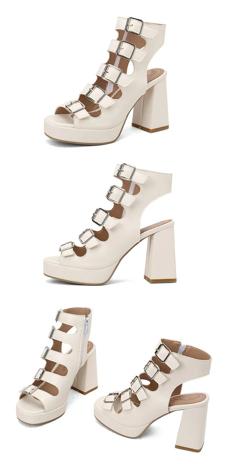 Ladder Buckle Platform Sandals