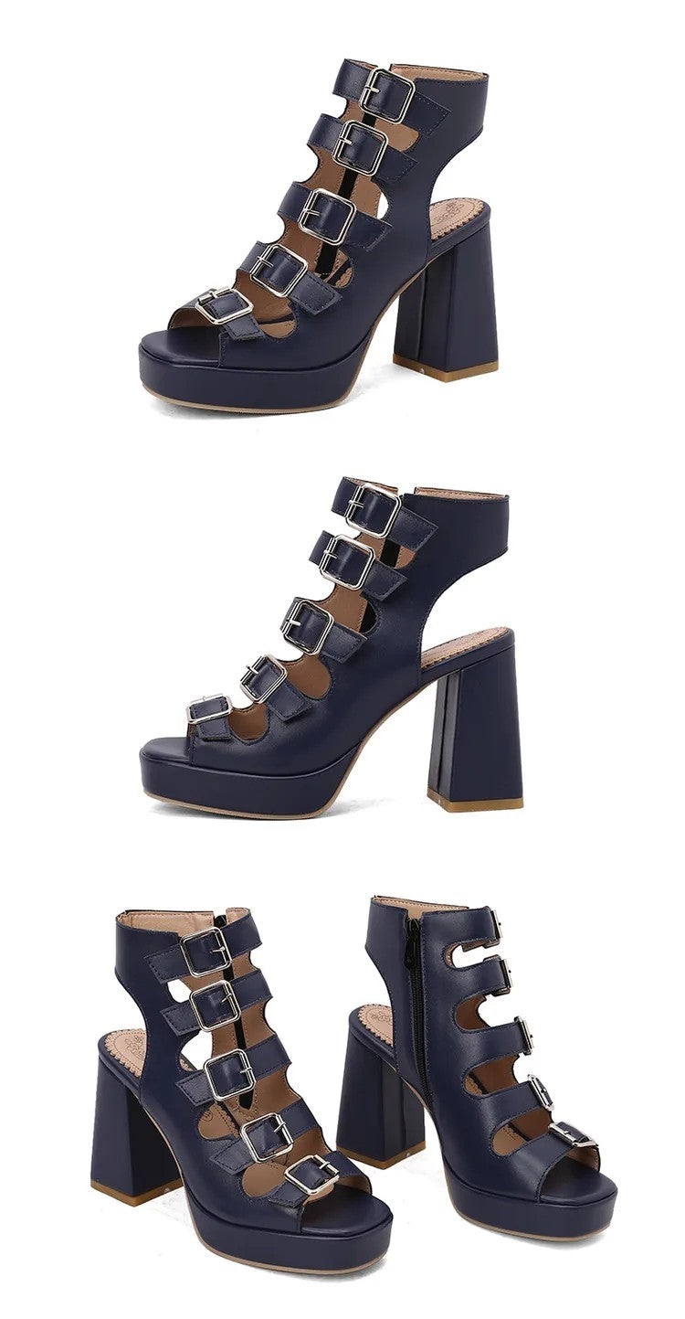 Ladder Buckle Platform Sandals