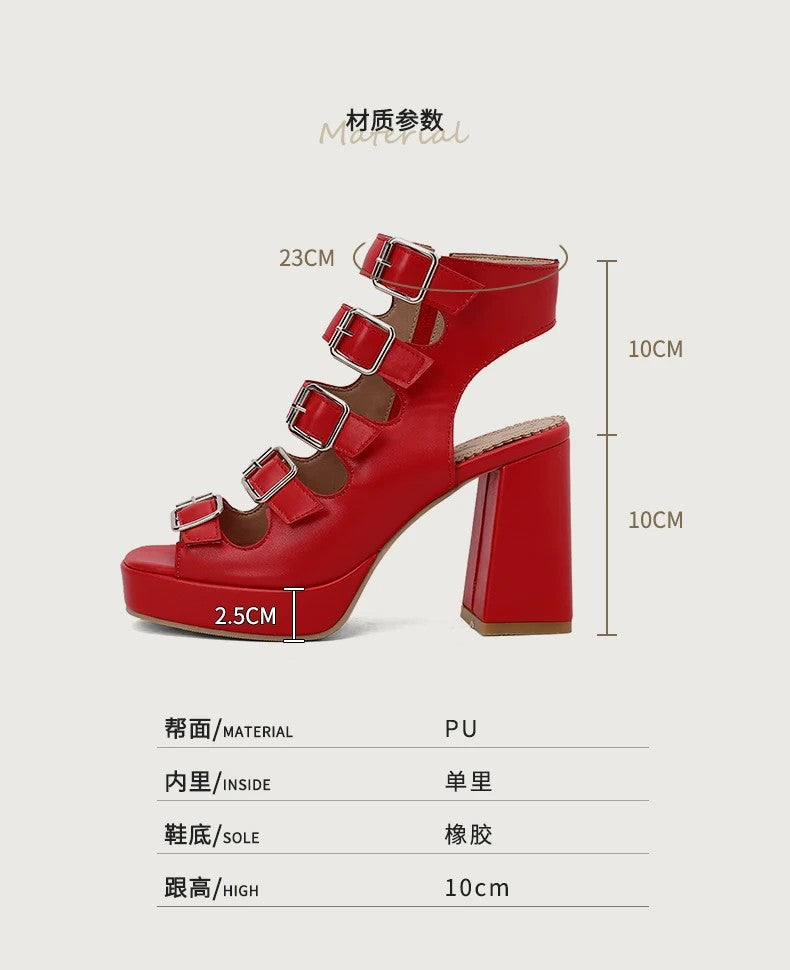 Ladder Buckle Platform Sandals