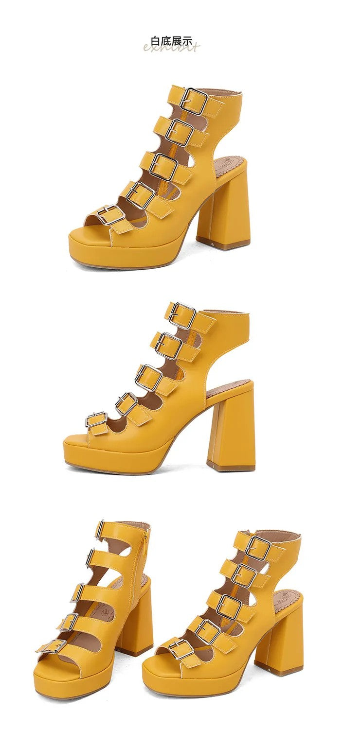 Ladder Buckle Platform Sandals