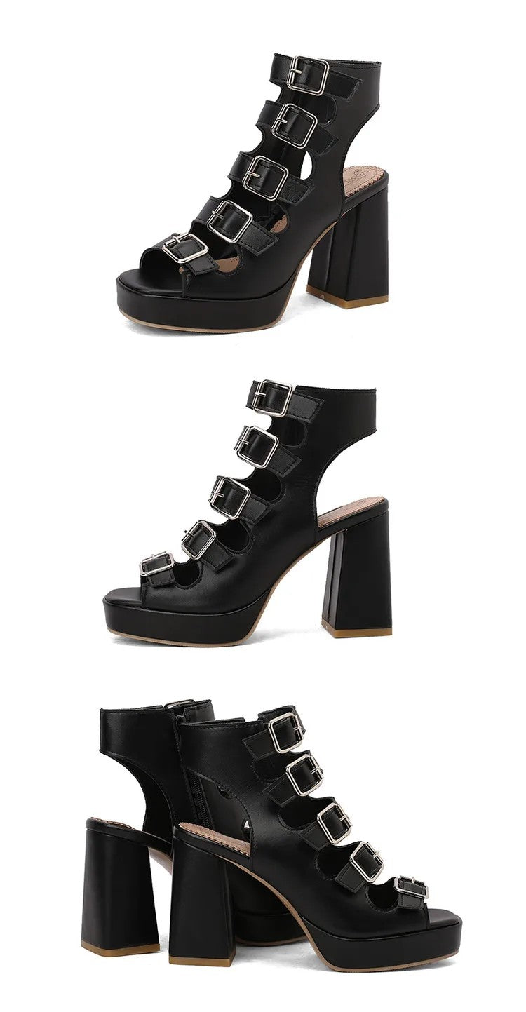 Ladder Buckle Platform Sandals