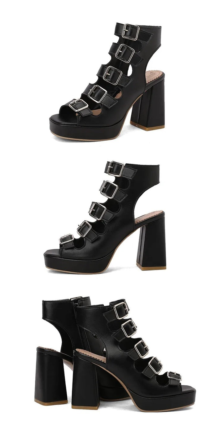Ladder Buckle Platform Sandals