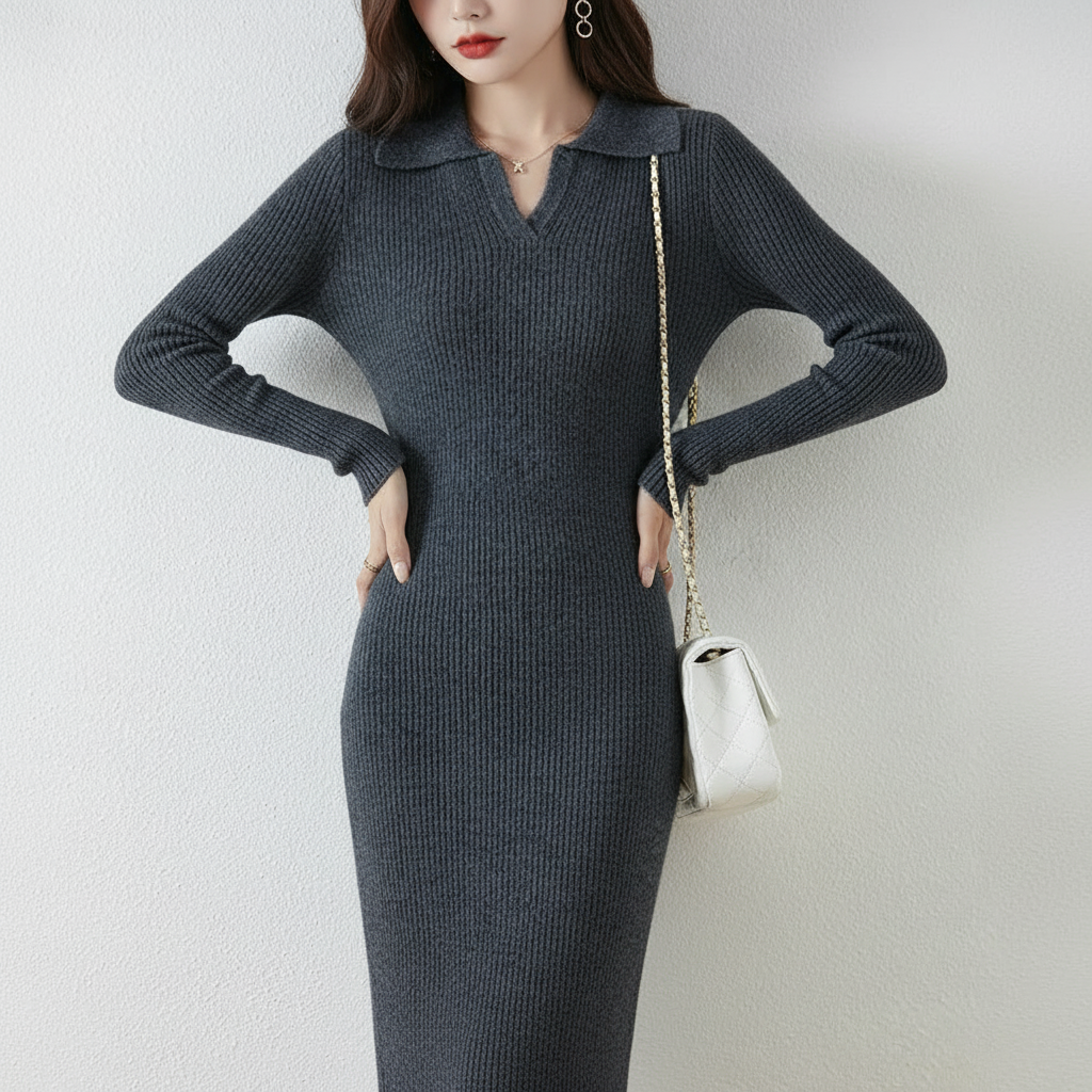 Columnar Wool Johnny Dress