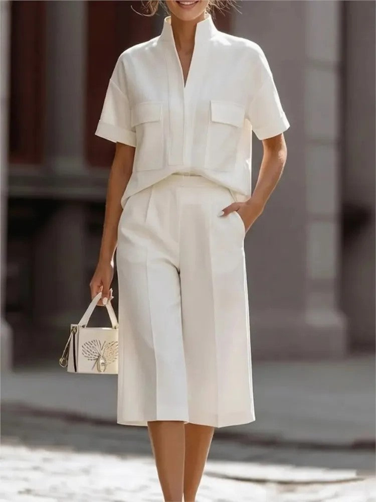 Palazzina Stand-Collar Culotte Set