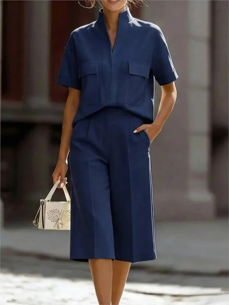 Palazzina Stand-Collar Culotte Set