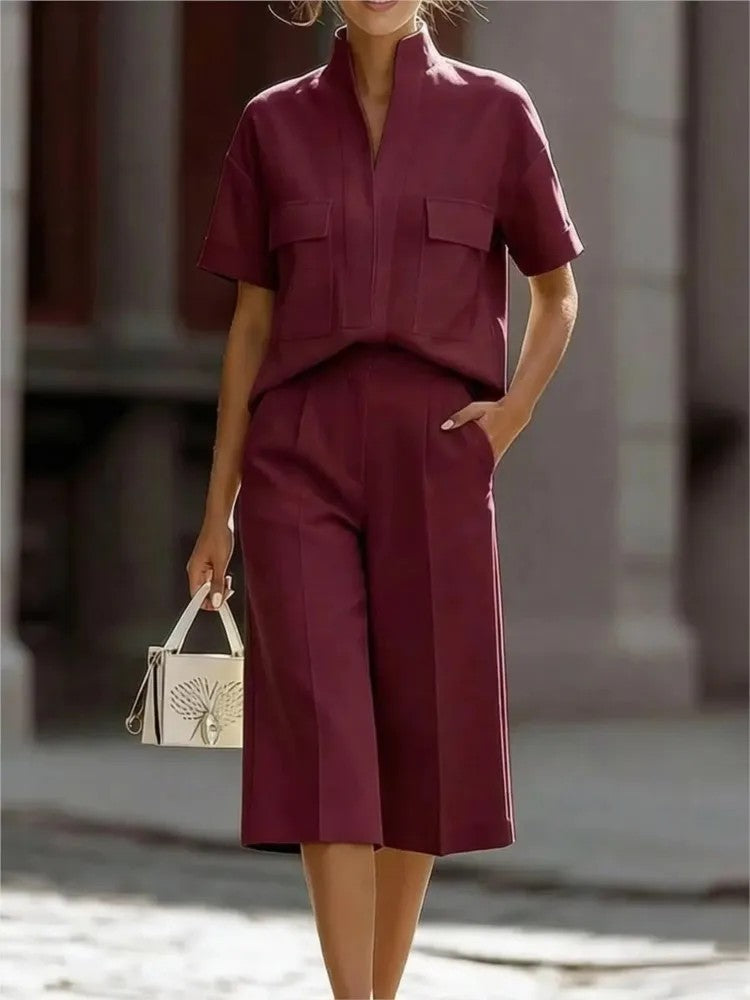 Palazzina Stand-Collar Culotte Set