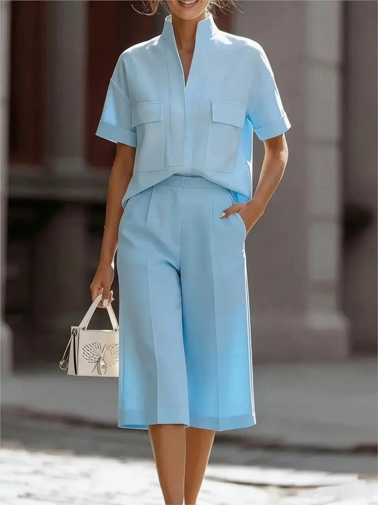 Palazzina Stand-Collar Culotte Set