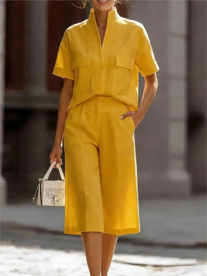 Palazzina Stand-Collar Culotte Set