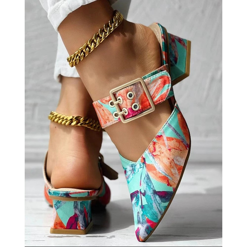 Pittura Buckle Point-Toe Mules