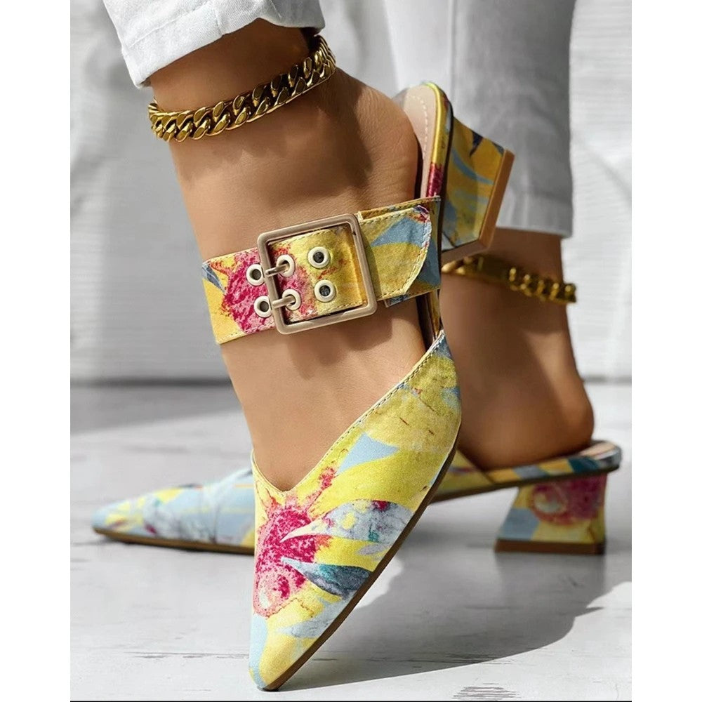Pittura Buckle Point-Toe Mules