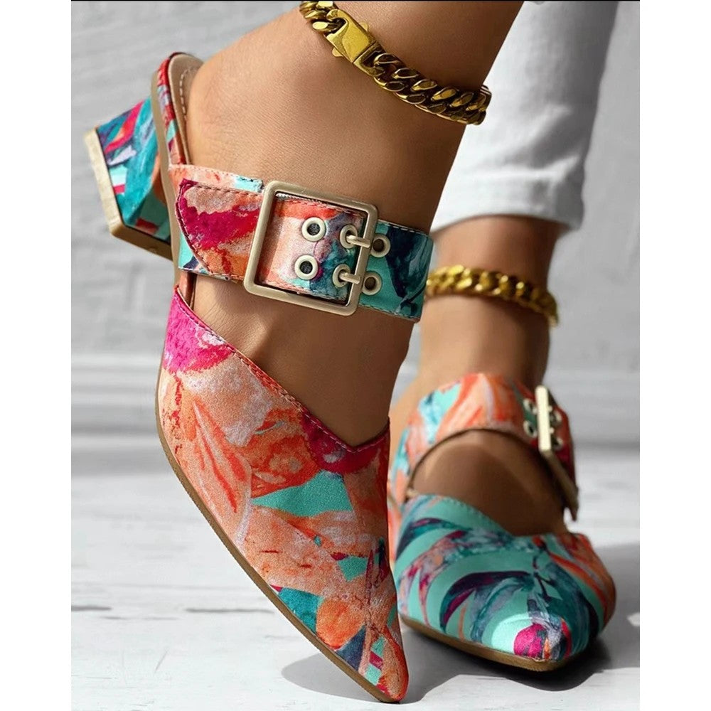 Pittura Buckle Point-Toe Mules
