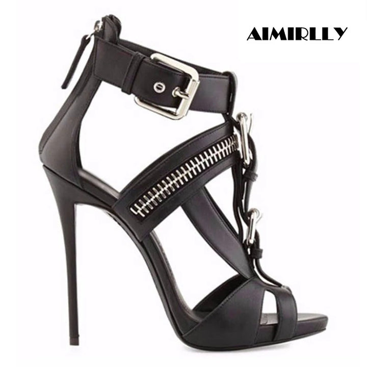Rivetta Zip-Front Sandals
