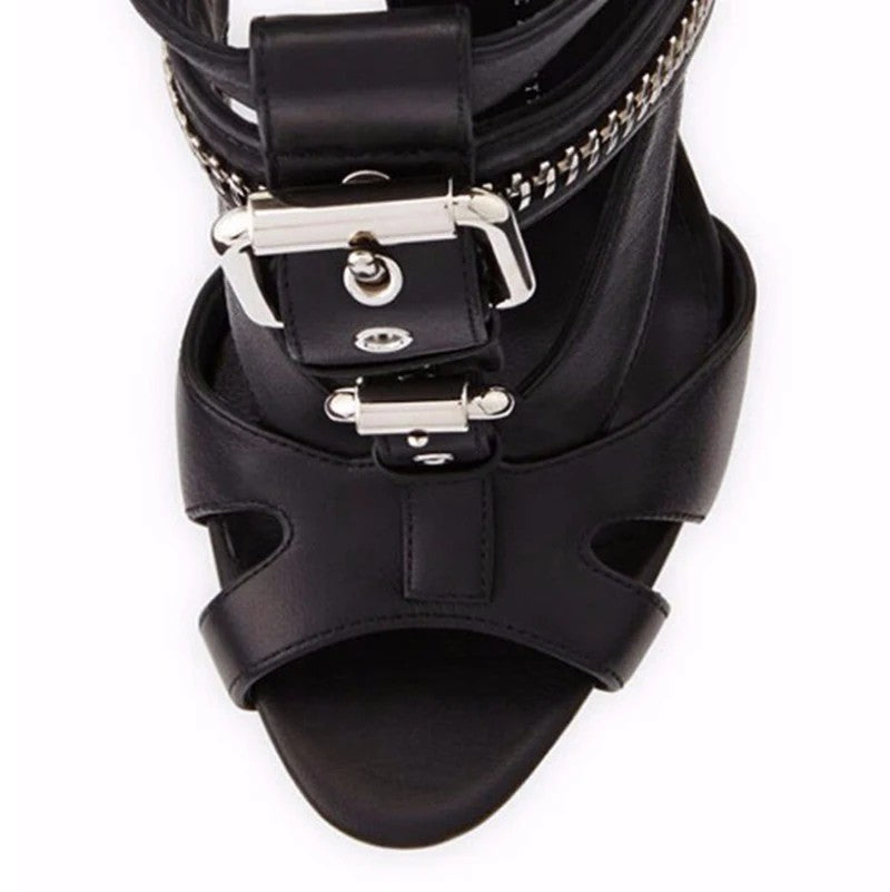 Rivetta Zip-Front Sandals