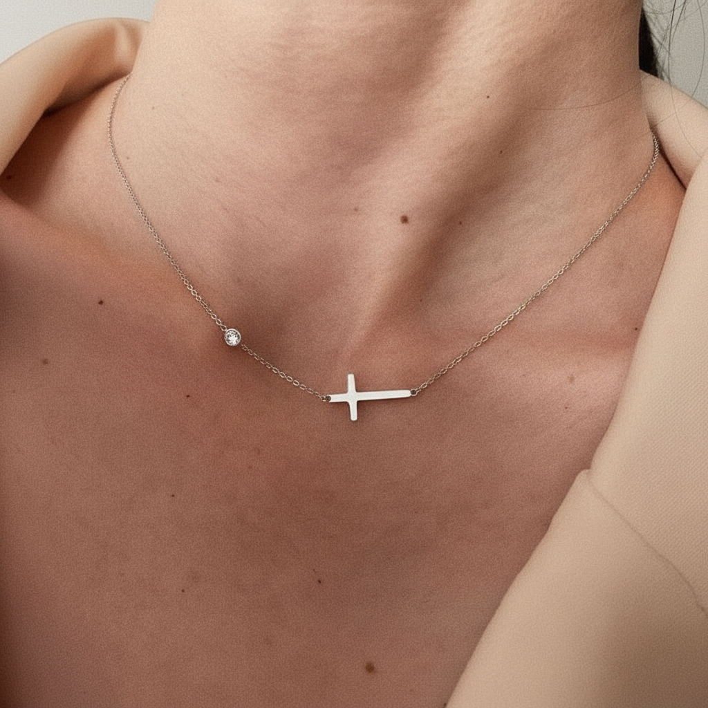 Quiet Faith Side Cross Necklace