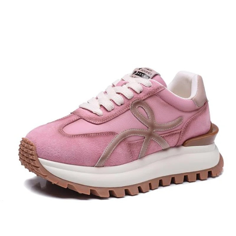 Ribbon Suede Platform Sneakers