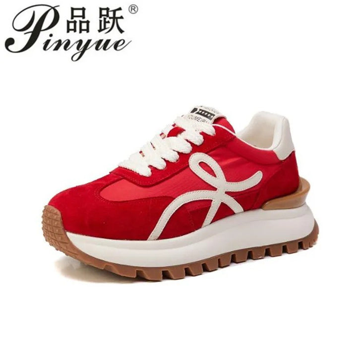Ribbon Suede Platform Sneakers