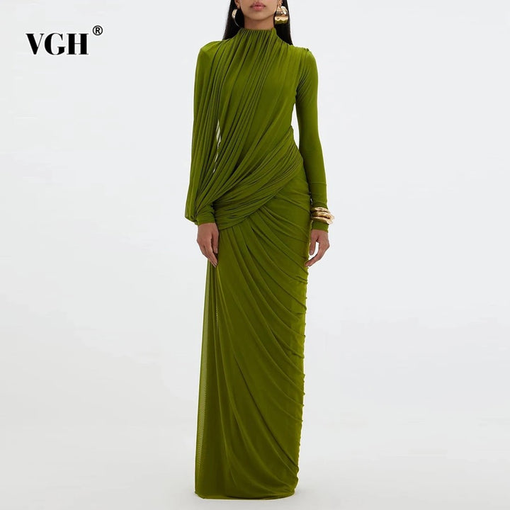 Drappeggio Twisted Turtleneck Maxi Dress