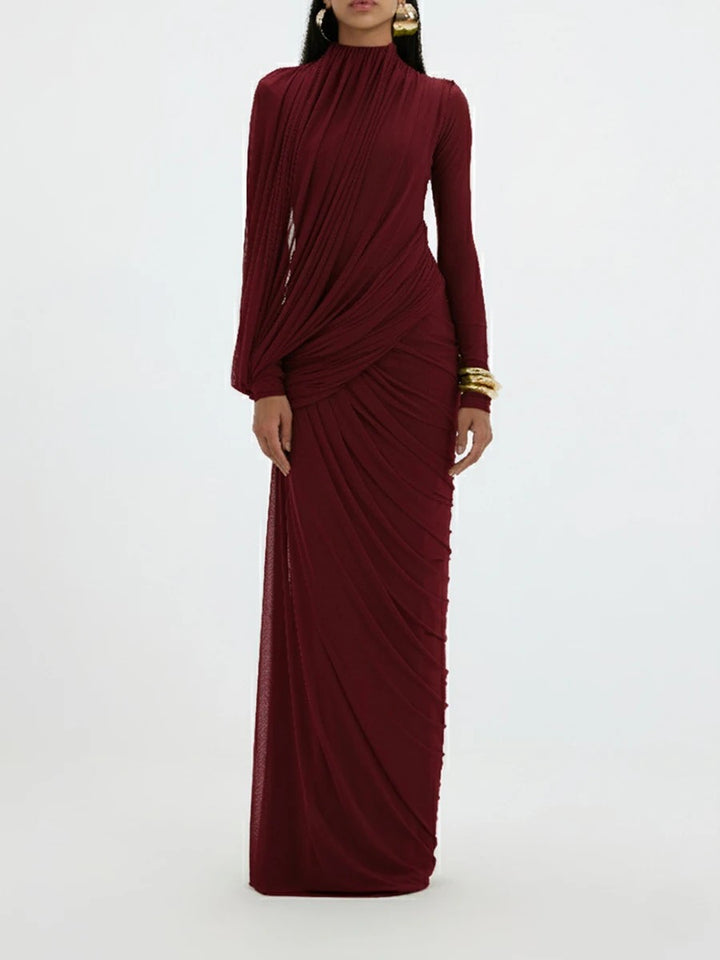 Drappeggio Twisted Turtleneck Maxi Dress