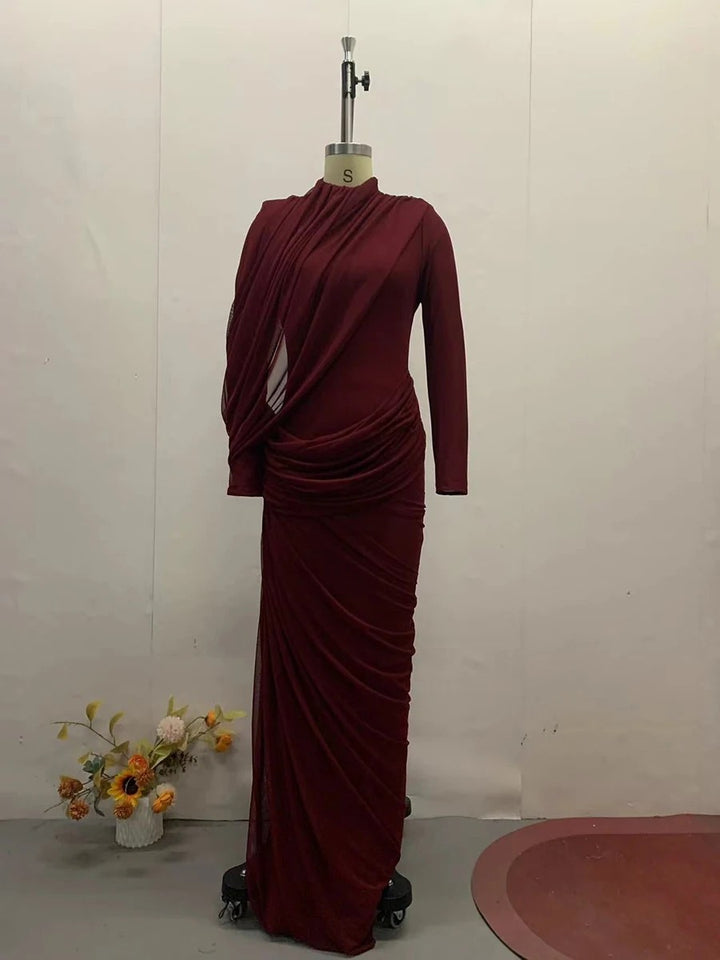 Drappeggio Twisted Turtleneck Maxi Dress