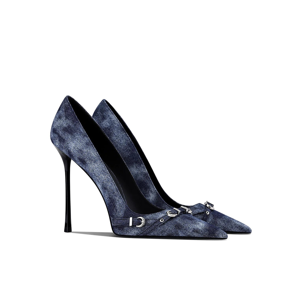Indigo Buckle Stiletto Pumps