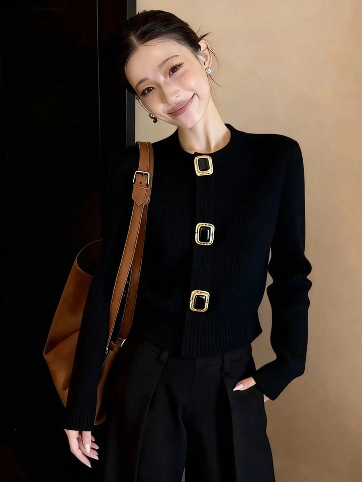 Gemma Jewel-Button Cardigan