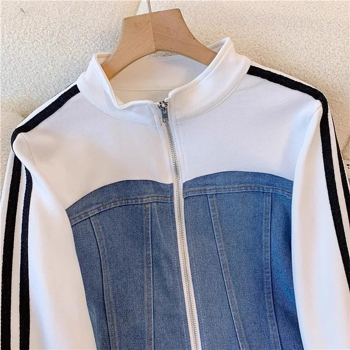 Varsity Denim Track Set