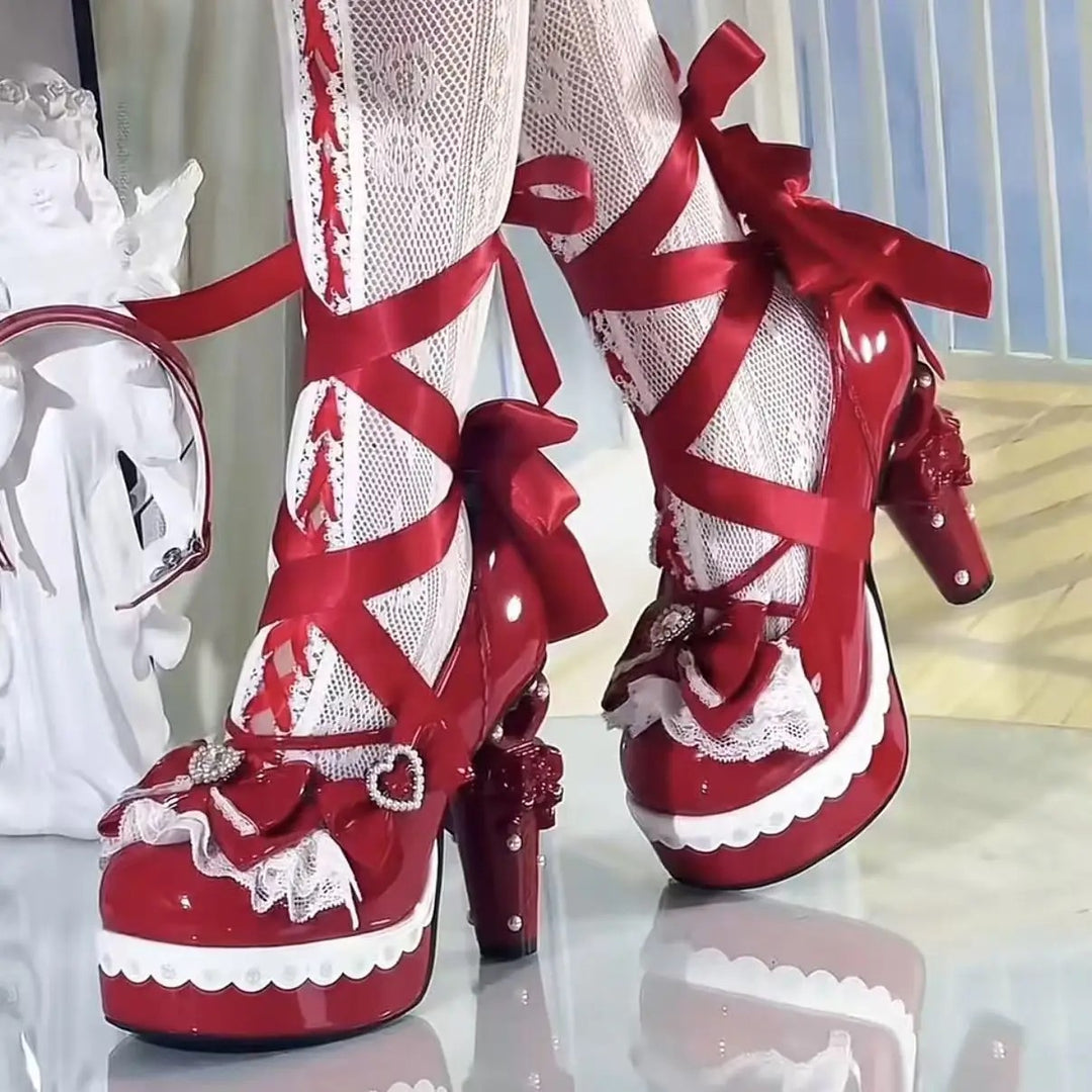 Ballerine Ribbon Platform Heels