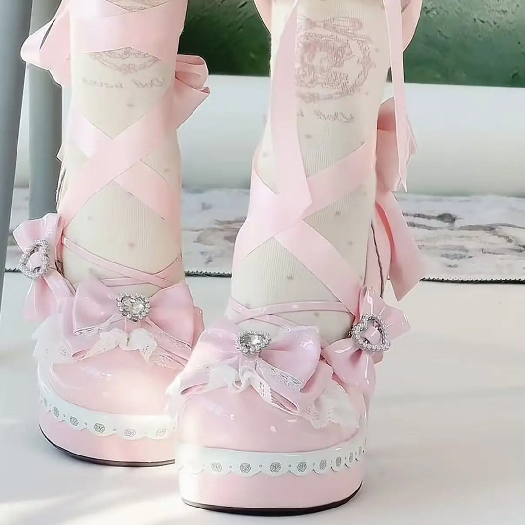 Ballerine Ribbon Platform Heels