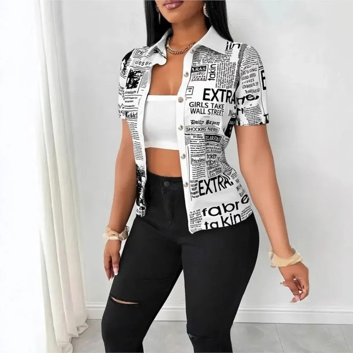 Tabloid Newsprint Button-Down Shirt