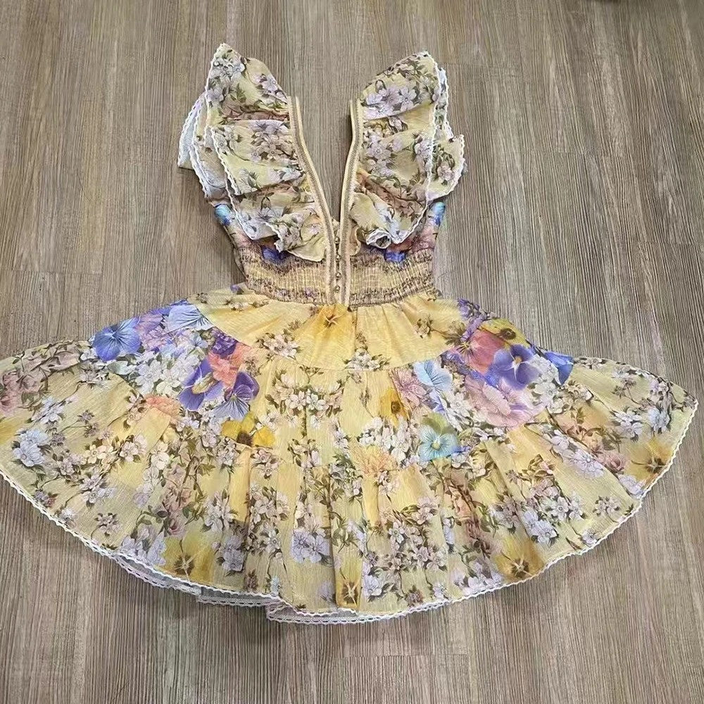 Prataiola Floral Ruffle Mini Dress
