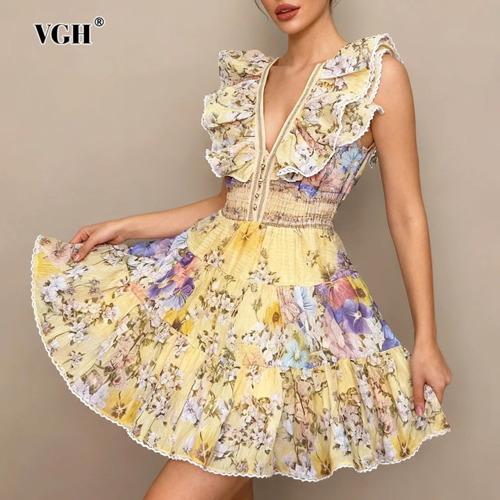 Prataiola Floral Ruffle Mini Dress