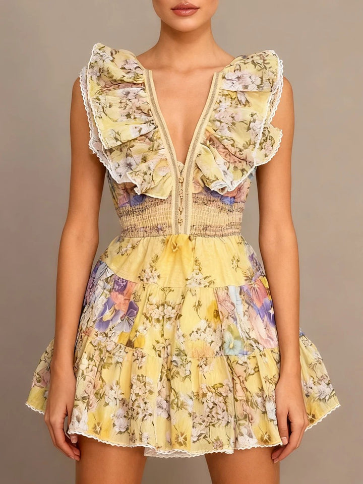 Prataiola Floral Ruffle Mini Dress