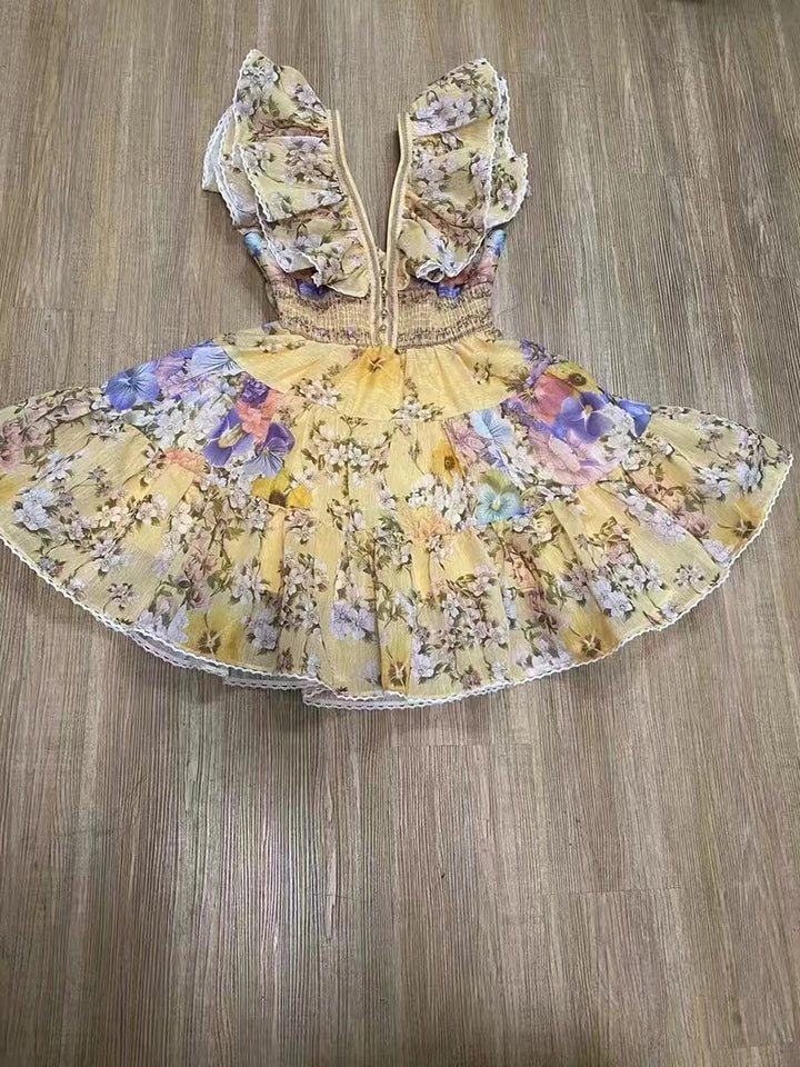 Prataiola Floral Ruffle Mini Dress