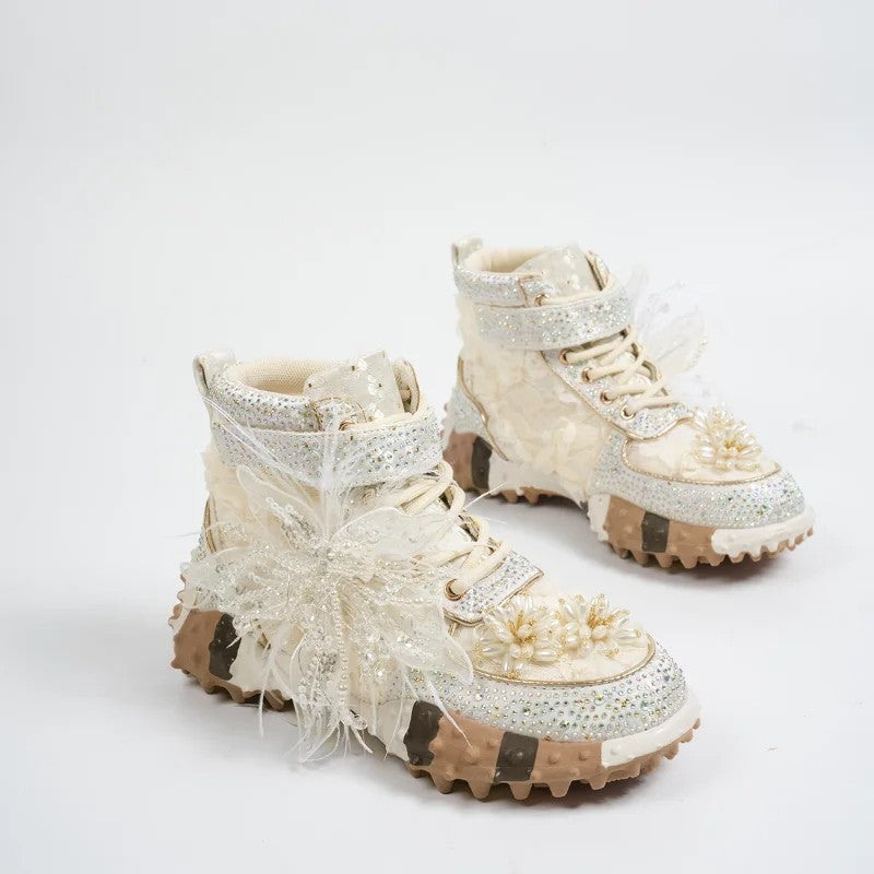 Fatina Rhinestone High-Top Sneakers